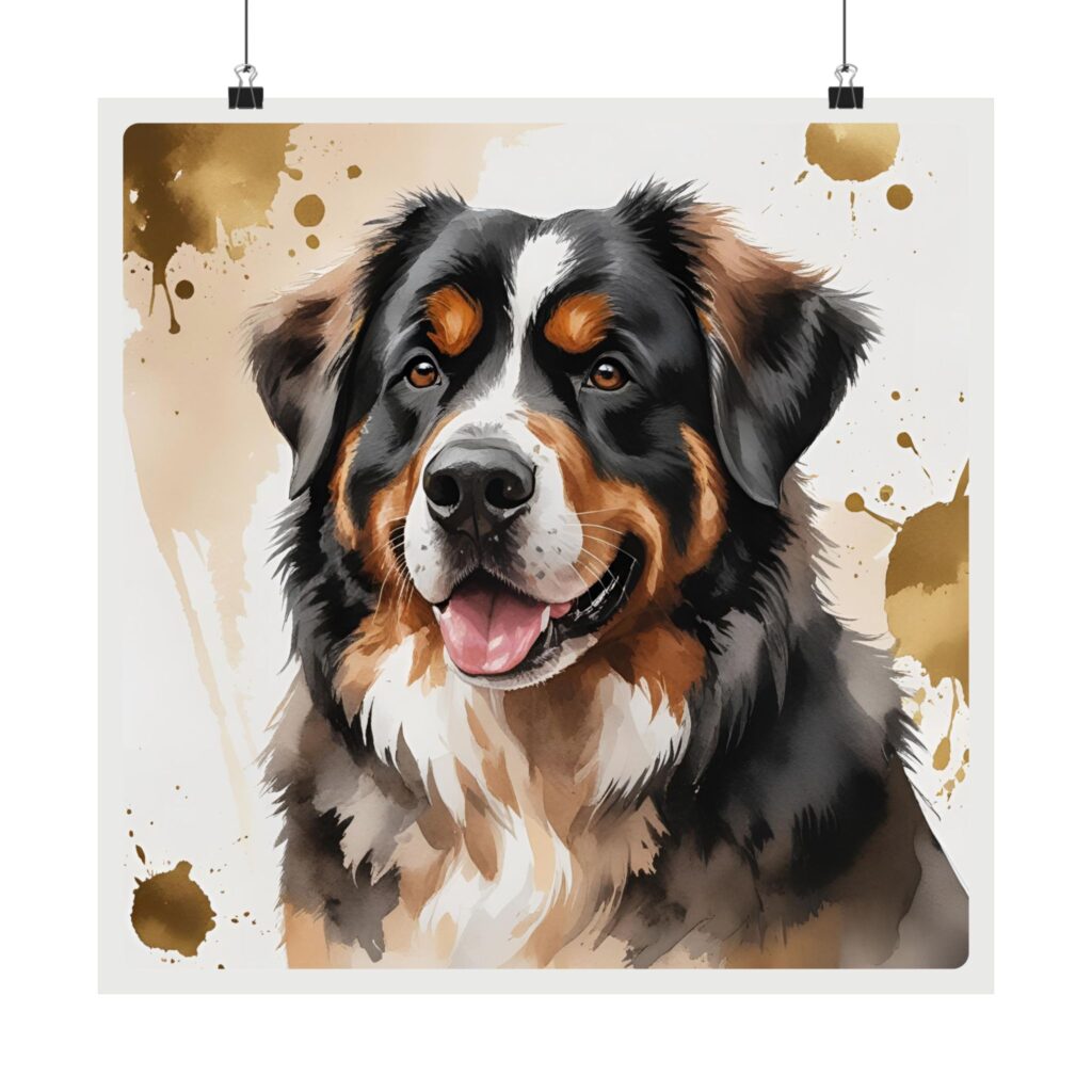 Custom Bernese Mountain Dog Portrait Poster