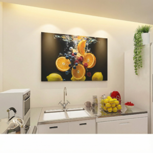Kitchen Canvas Wall Art – Vibrant Fruit Splash Matte Stretched Canvas