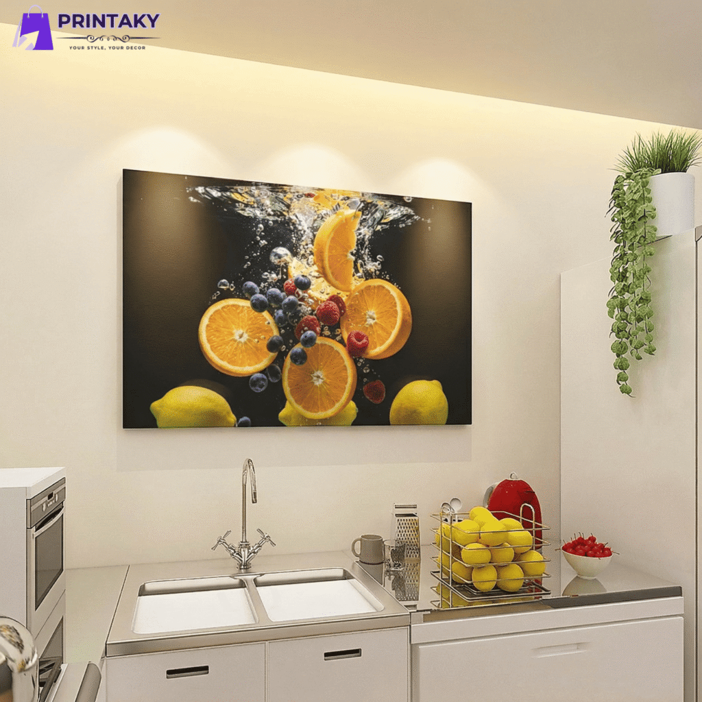 Kitchen Canvas Wall Art – Vibrant Fruit Splash Matte Stretched Canvas