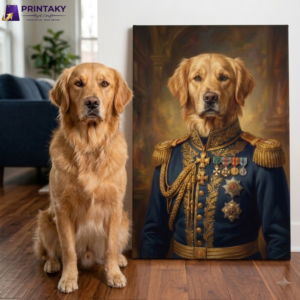 Custom Royal Golden Retriever Portrait Canvas